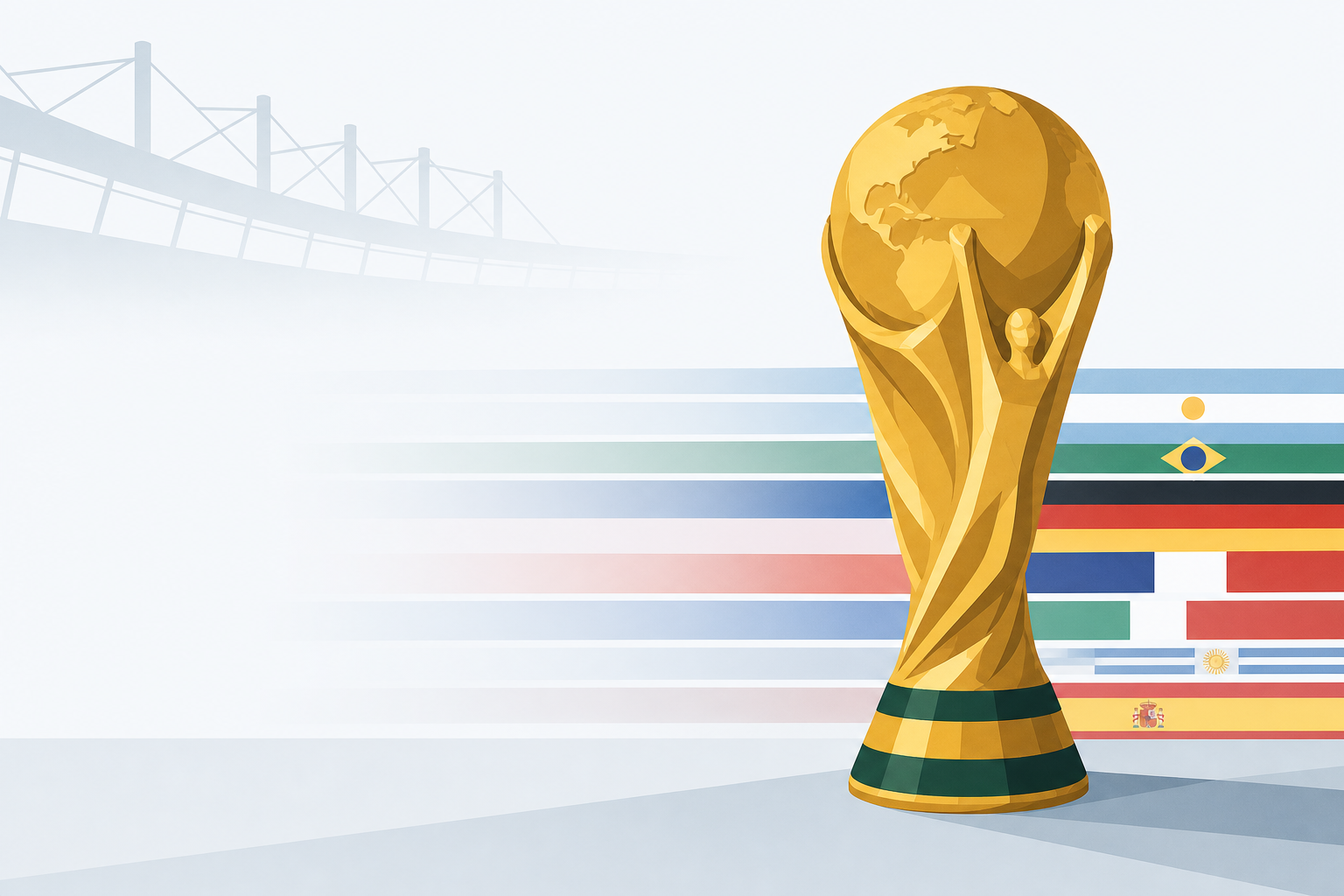 FIFA World Cup trophy illustration on a clean light background